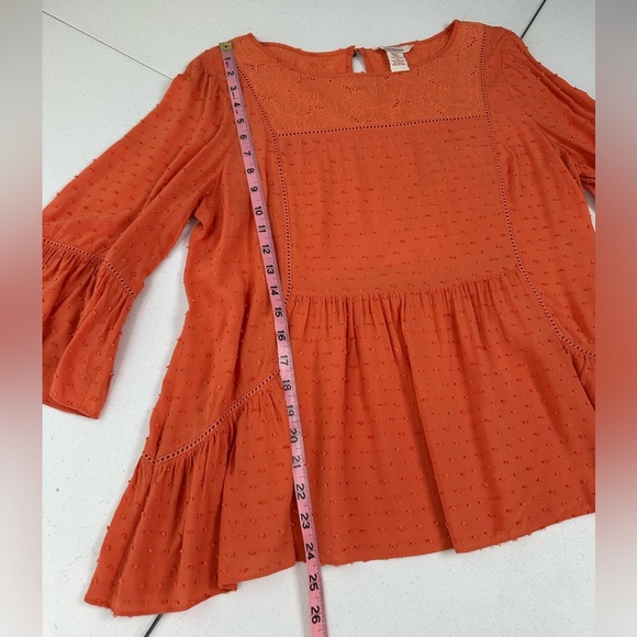 Sundance Ruffle Swiss Dot Eyelet Susannah Blouse Orange - Picture 6 of 8